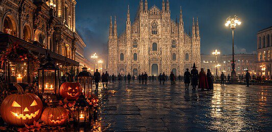 Halloween Milano 2026 con il Duomo e zucche illuminate