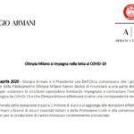 armani e olimpia milano donano 1 milione di euro