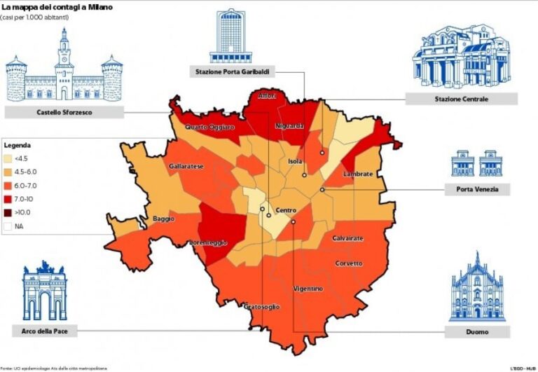 contagi coronavirus mappa milano