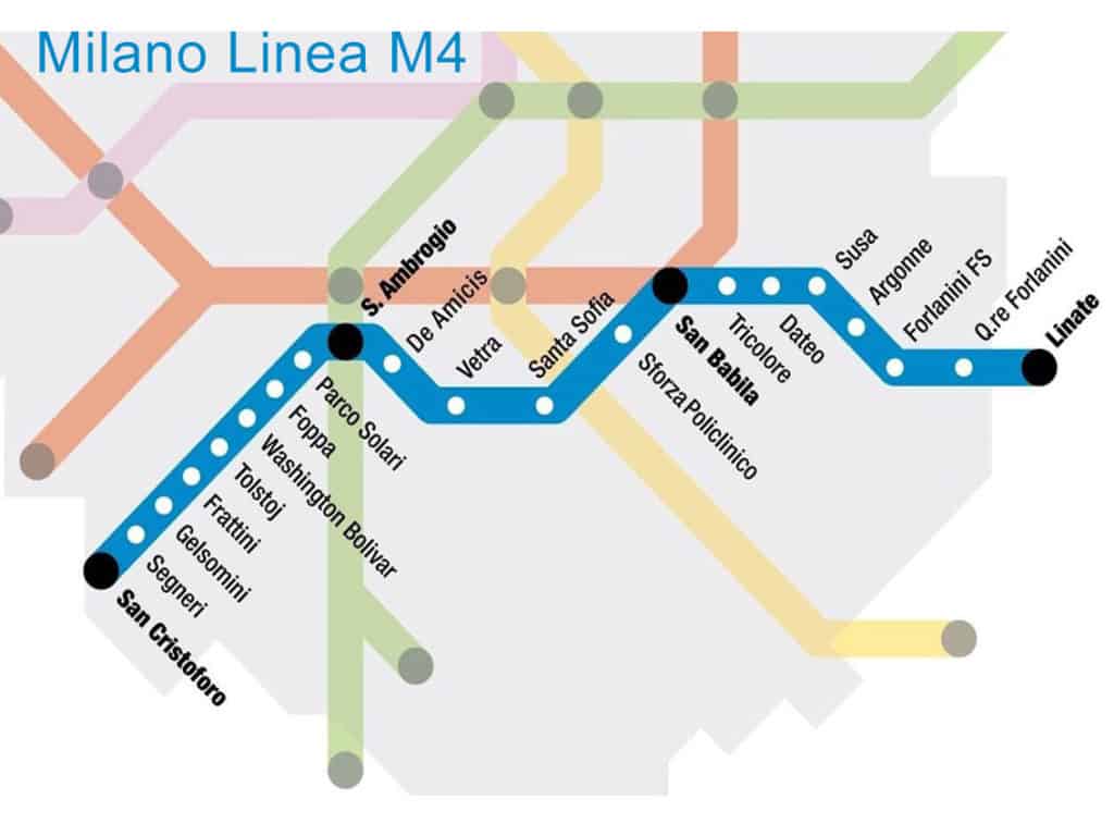 m4 linea blu milano stazioni