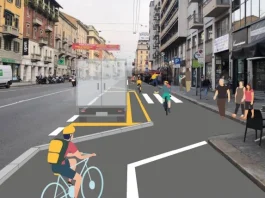 nuova pista ciclabile in Corso Buenos Aires