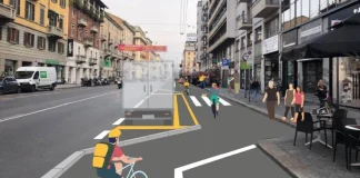 nuova pista ciclabile in Corso Buenos Aires
