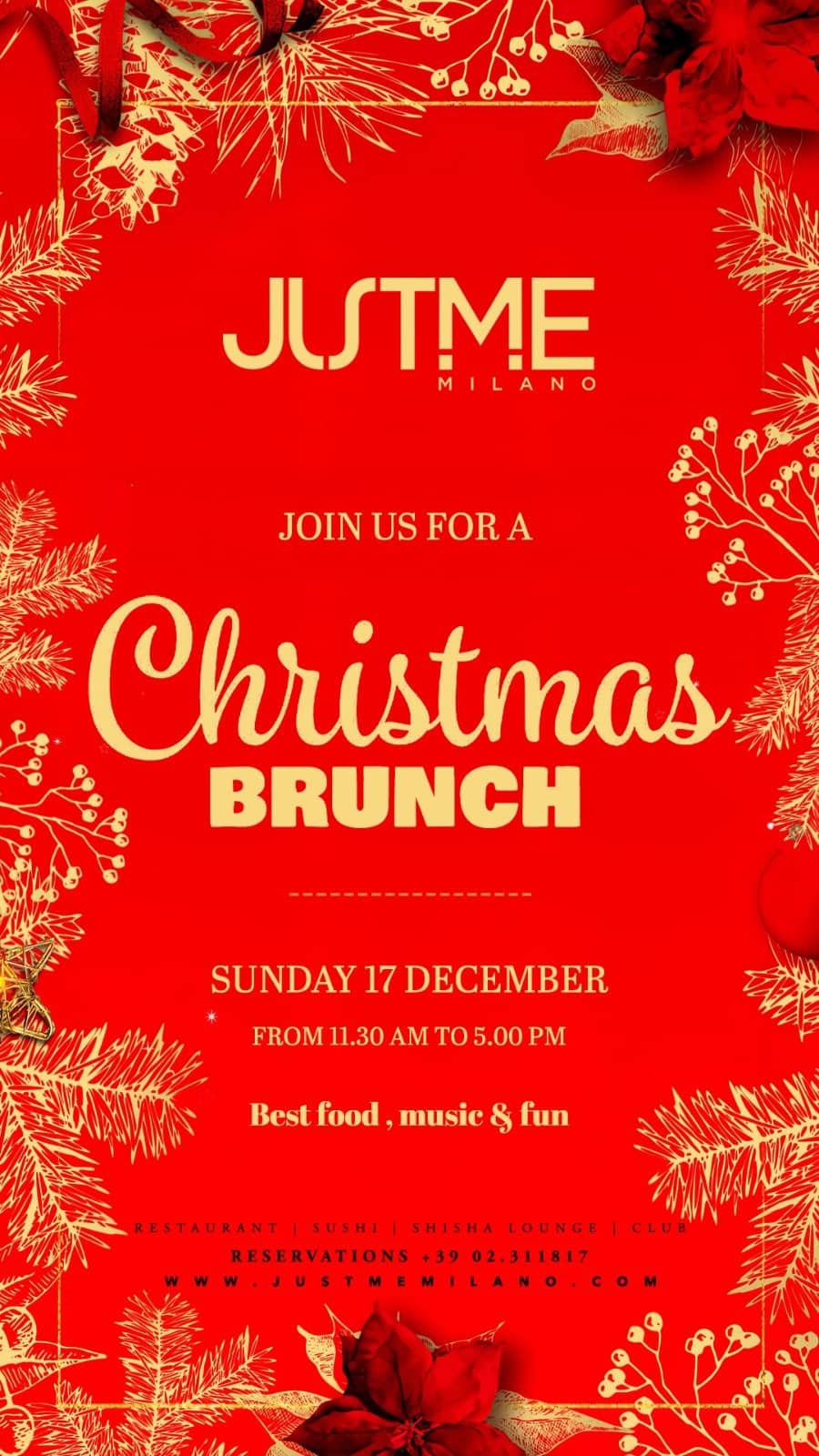 christmas brunch justme 17 dicembre