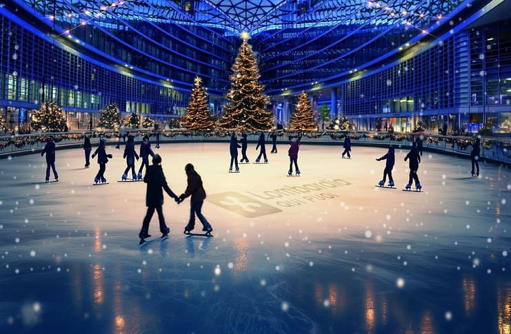 Palazzo Lombardia si trasforma in una grande distesa ghiacciata per Natale