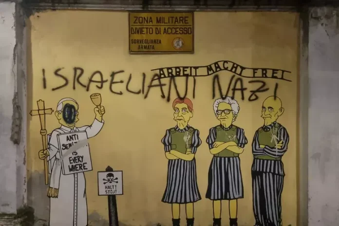 Sfregiato murale con Liliana Segre, Bruck e Modiano