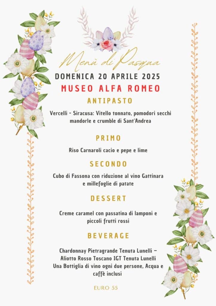 pasqua menu museo alfa romeo 