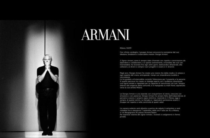 Milano saluta Giorgio Armani: lutto cittadino e bandiere a mezz'asta.