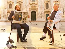 Cattelan e Design Week: colazione-baratto in Piazza Duomo