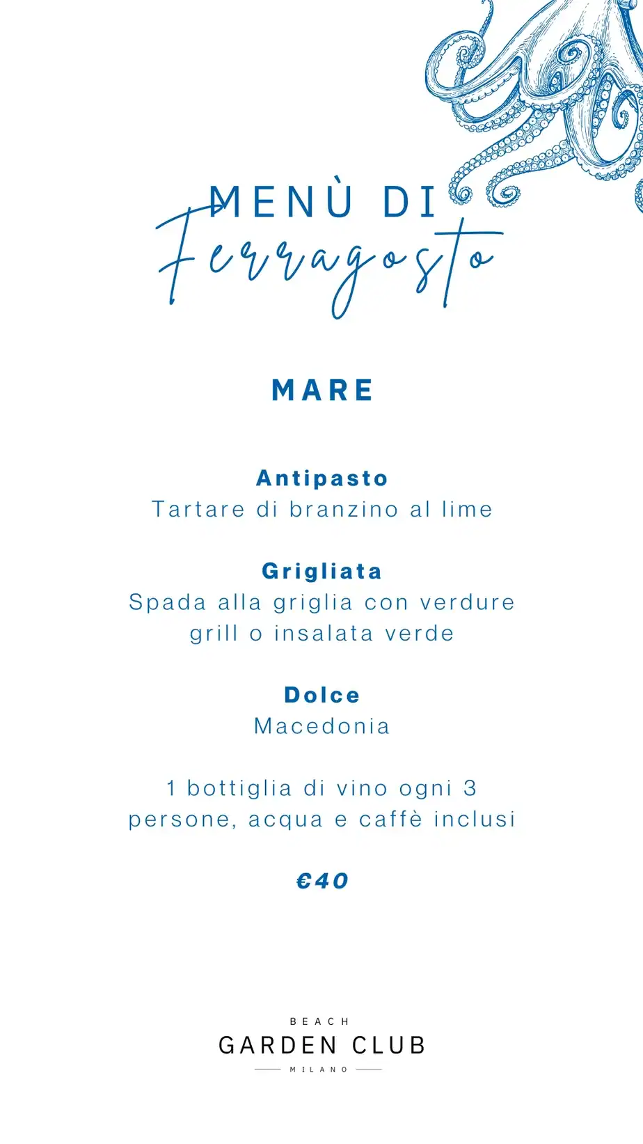 Menu Mare della Grigliata di Ferragosto all’Idroscalo 2026