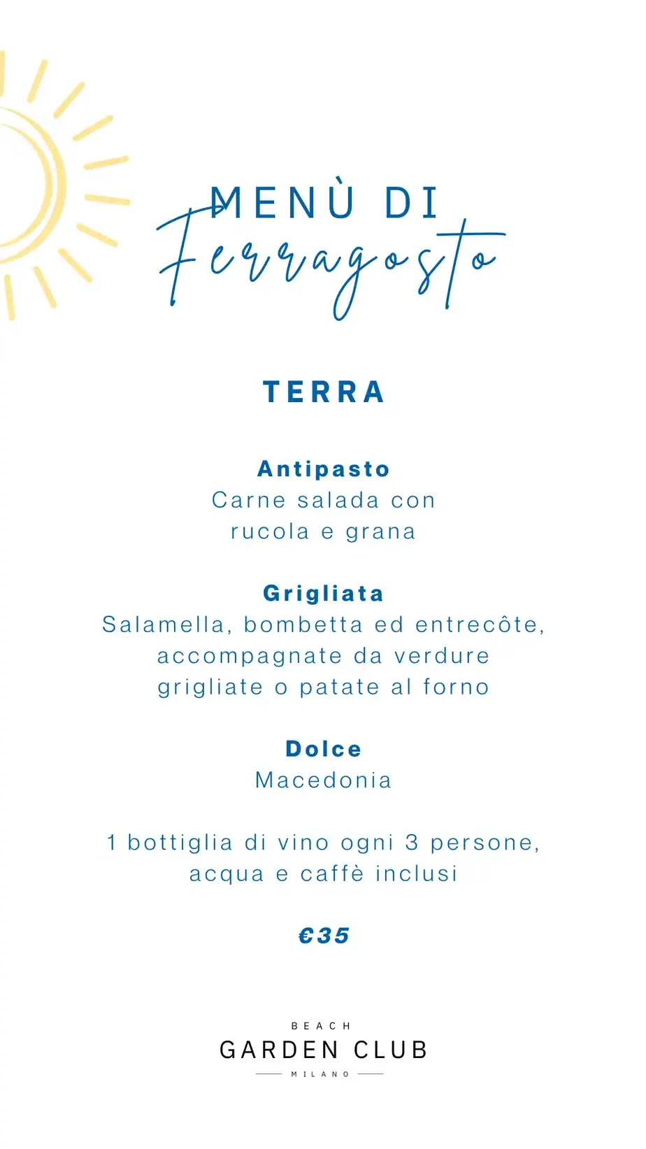 Menu Terra della Grigliata di Ferragosto all’Idroscalo 2026