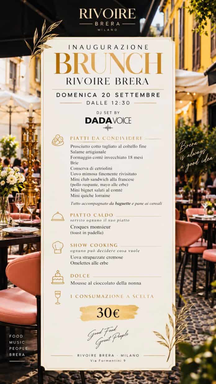 Brunch Brera Milano da Rivoire domenica 20 settembre 2026